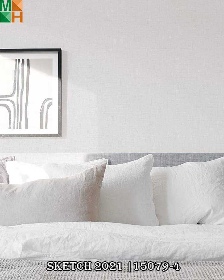  Giấy dán tường đơn sắc 15079 màu trắng, ghi